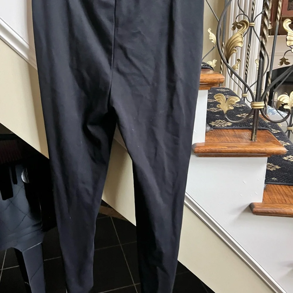 Chicos Black Stretch Pants.Decor. side hem. Elastic stretch waist.Size 1 EUC - Picture 4 of 10